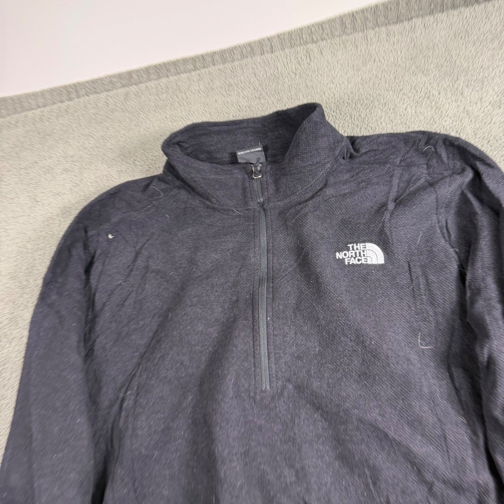 The North Face Mens Black Textured Fleece Quarter Zip Pullover XXL Mock Neck